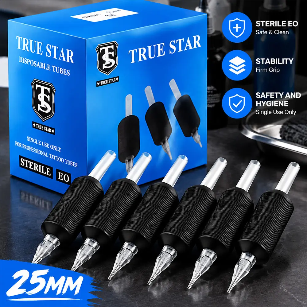 5/10/20PCS Disposable 25mm Tattoo Grip Individually Wrapped Anti-slip Sterile EO Black Silicone Handle For Tattoo Machine