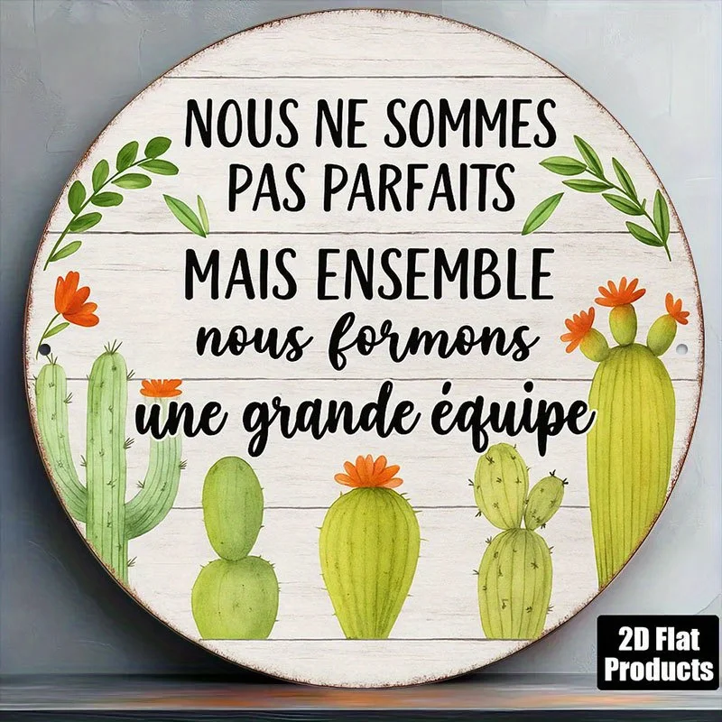 2D Flat - Round French Aluminum Sign, Vintage Decorative Plaque about
