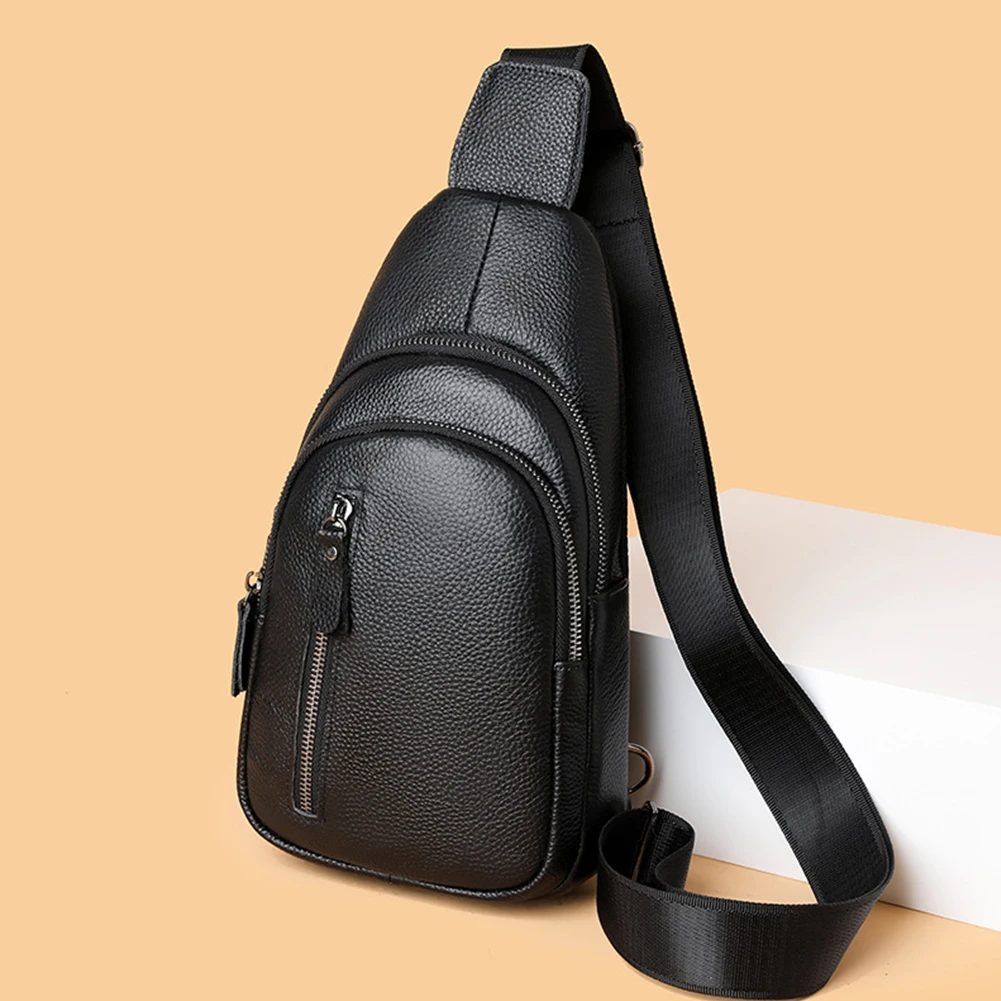 

Men Leather Sling Bag Fashion Shoulder Bag Crossbody Bag Casual Chest Bag Lightweight Fanny Packs for Hiking Cycling Traveling