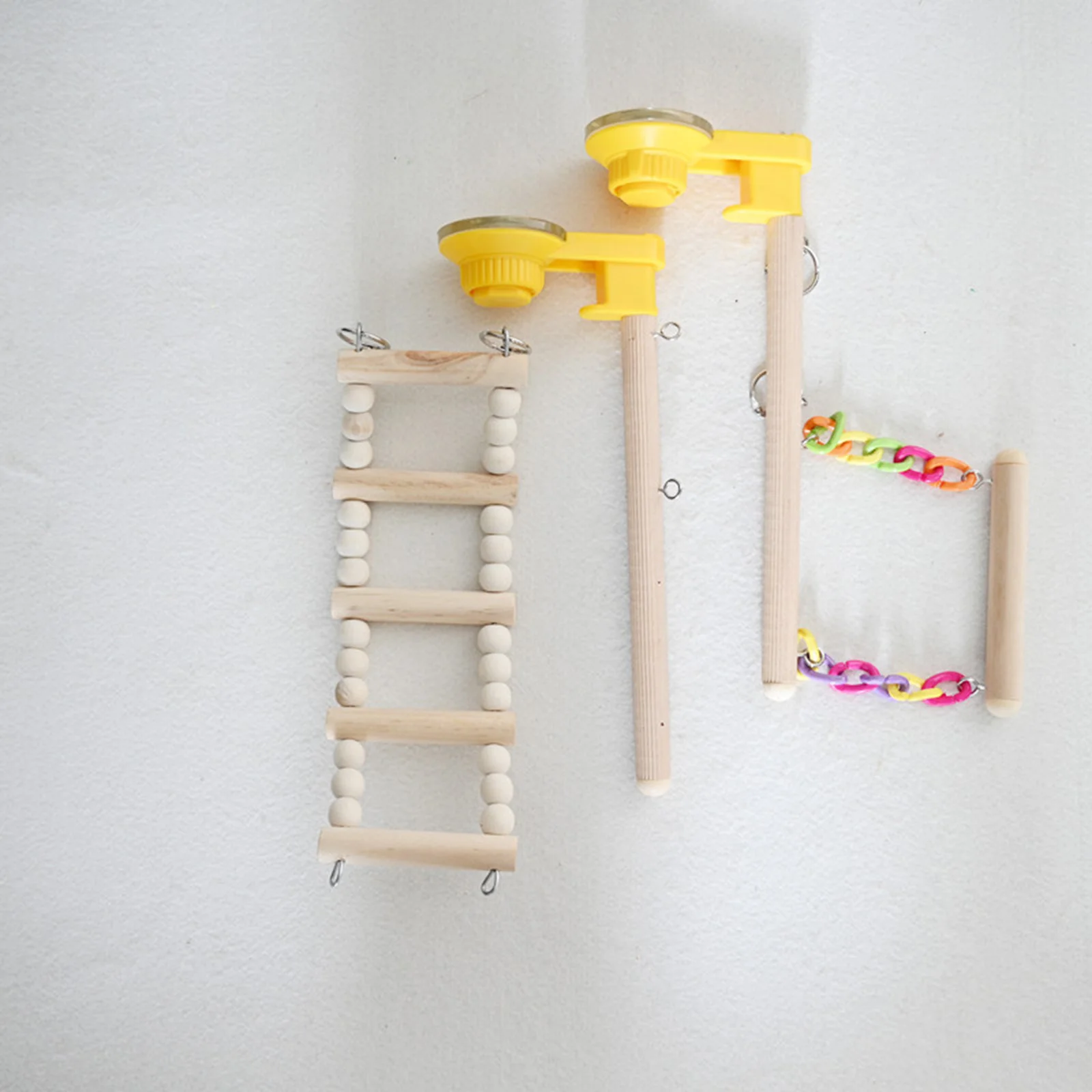 Suction Cup Wood Parrot Stand Hanging Bird Toy Window Shower Perch Toy for Budgie Bluebirds Hummingbird Bird Supplies
