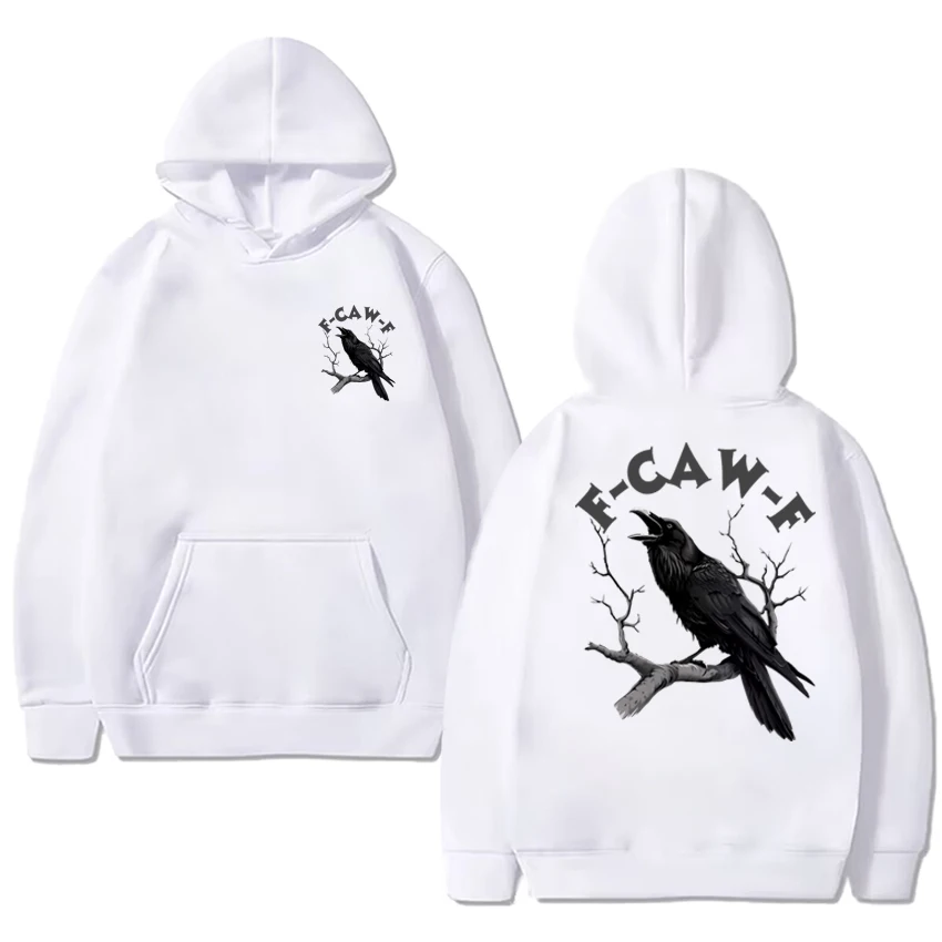 

2025 Funny Humor Crow Double Sided printed Hoodies Autumn Winter Unisex harajuku vintage Sweatshirt Men women Fleece pullover