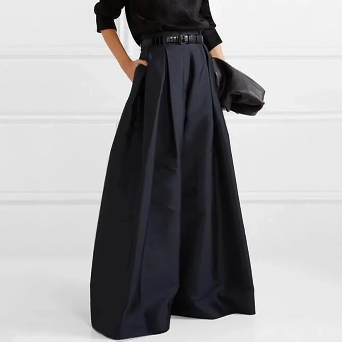 Womens Baggy Pants Summer  Vintage Loose High Waisted Wide Leg Black Trousers for Female clothing oversize