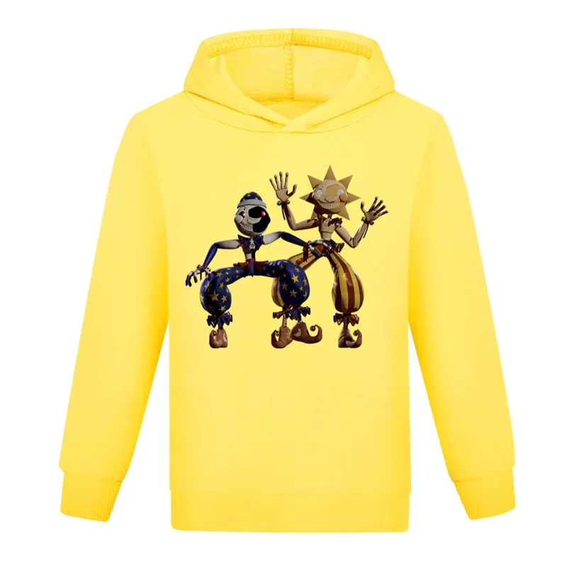 zz04zz122022 سويت شيرت كوسبلاي للأطفال من Sundrop FNAF Sun Clown كارتون بقلنسوة للأولاد، منتج أول 40%، خصم 30% على الثانية