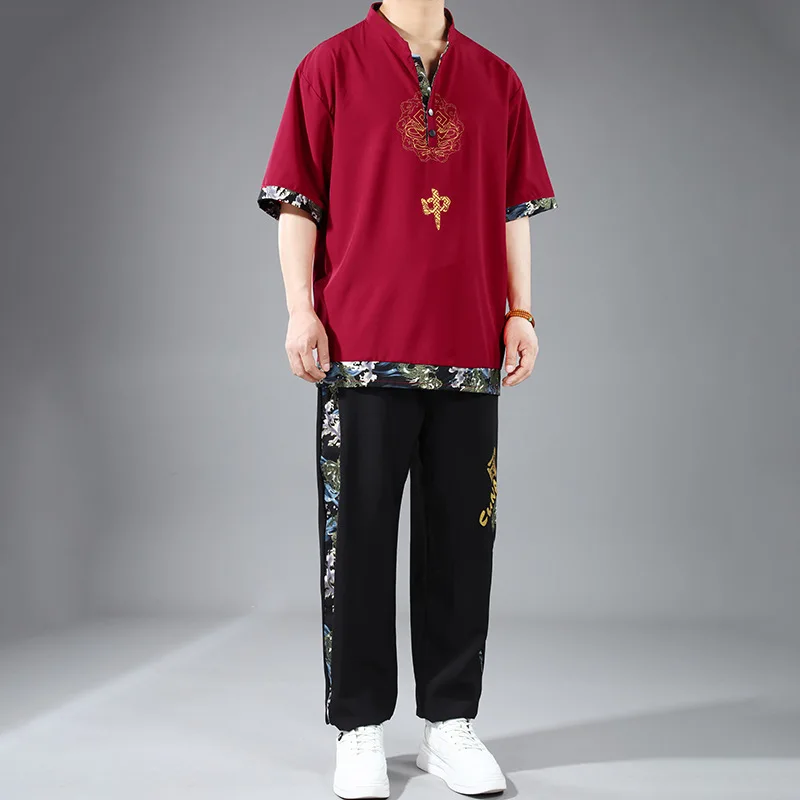 Chinese Tang Suit Men 10XL 12XL Plus Size Tracksuit Fashion Casual Jogger Pants Sweatpants Shorts Suits Male Big Size 12XL