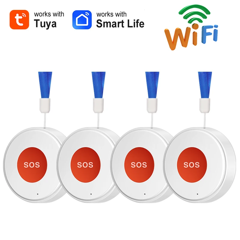 Smart Life APP WiFi SOS Emergency Button Tuya Home Security Elderly Children One Click Call Help Alarm Remote Notification
