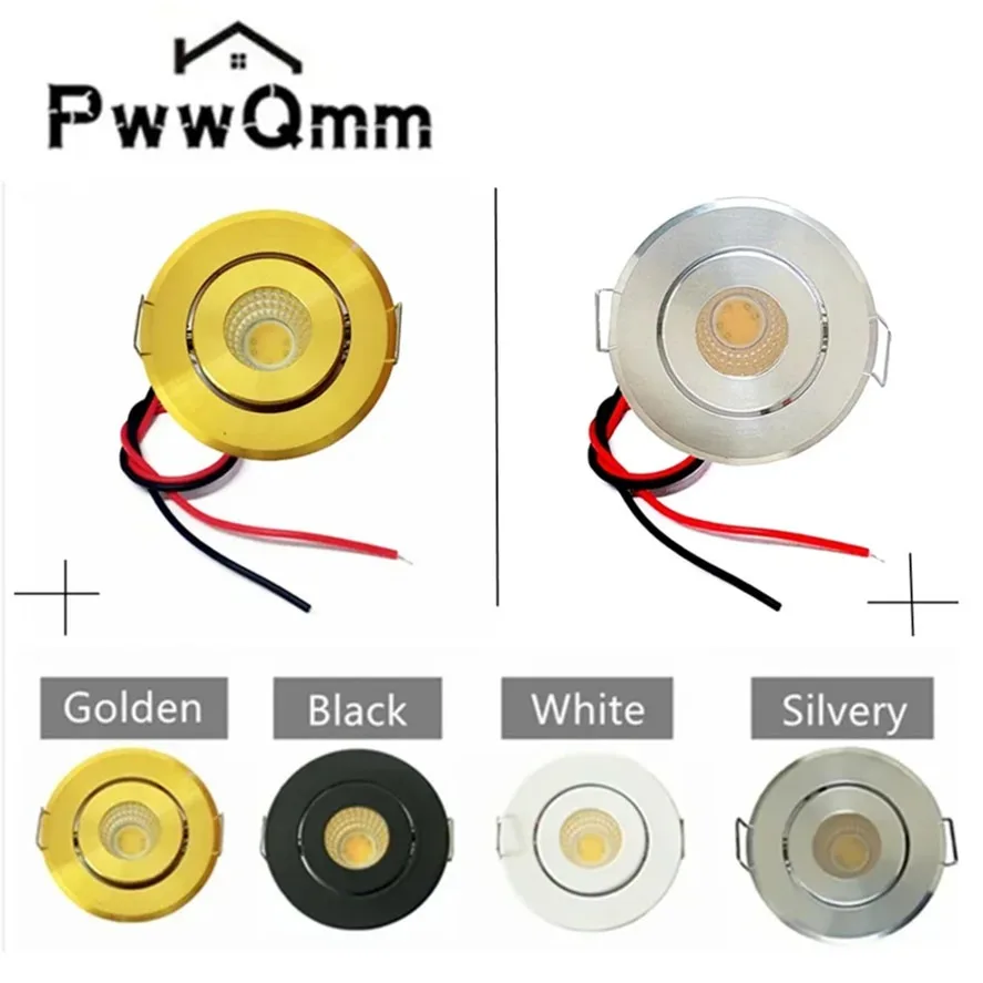 Mini 12V Adjustable Drive Free LED Spotlight Downlights Ceiling Light Down Lights Showcase Cabinet Recessed Lighting White Body