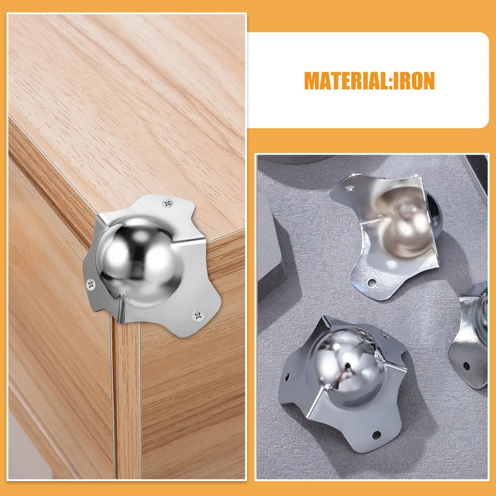 4Pcs Metal Ball Shockproof Corner Protectors Iron Edge Guards Cabinet Table Furniture Bumpers Safety Packing Jewelry Box