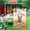 Yorkie Fall Garden Flags Thanksgiving Pumpkin Yard Flag for Outside 12x18 Double Sided Autumn Dog Play Football Banners Tis  jjp