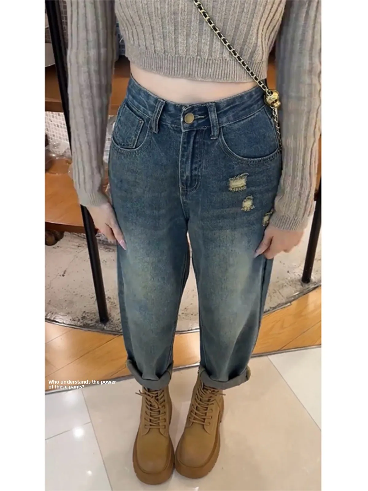 

High Waist Dad Jeans Women's Loose Covering Hip Pear ape Slimming Harlan Pants Large Size Retro Sle Spring New Arrival