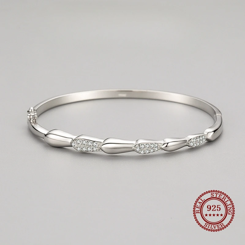 S925 Silver Bracelet with Fashionable Personality, Diamond Inlaid European and American Style, Versatile and High-end Feel