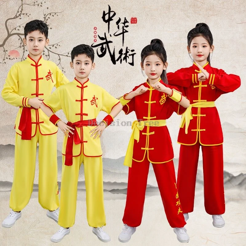 

2025 new children's martial arts clothes performance competition chinese wushu training long and short sleeve tai chi suit set
