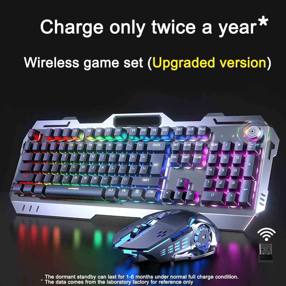 

GX810 2.4G Wireless Keyboard And Mouse Set Wired Game Retro Mechanical Touch Computer Laptop Universal Rechargeable Backlight