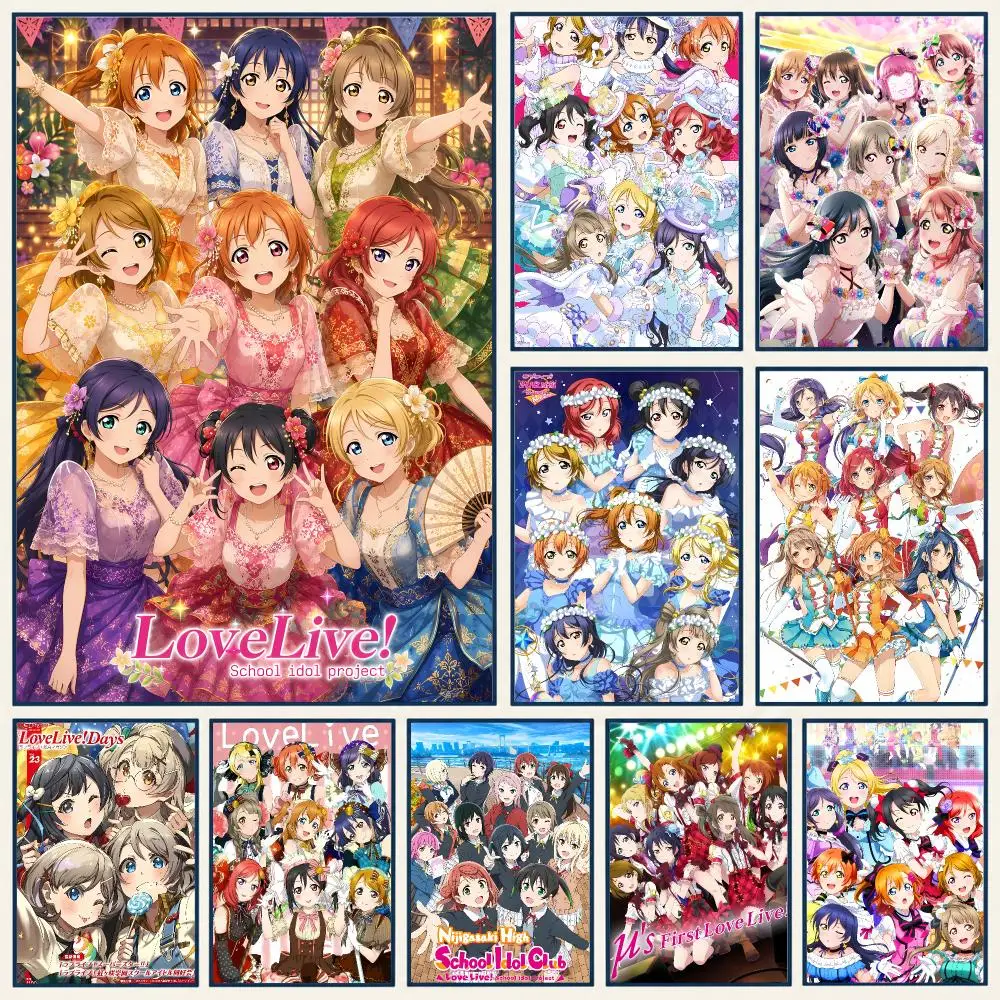 Cheerful Radiant Anime L-Love Live School Idol Poster Frameless PP Self Adhesive Aesthetic Room Gift Decor