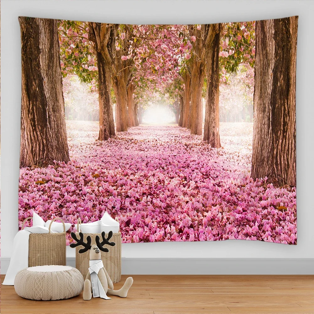 Beautiful Flower Tree Path Tapestry Indian Mandala Tapestry Wall Hanging Tapestries Boho Bedroom Wall Rug Couch Blanket 11 Size