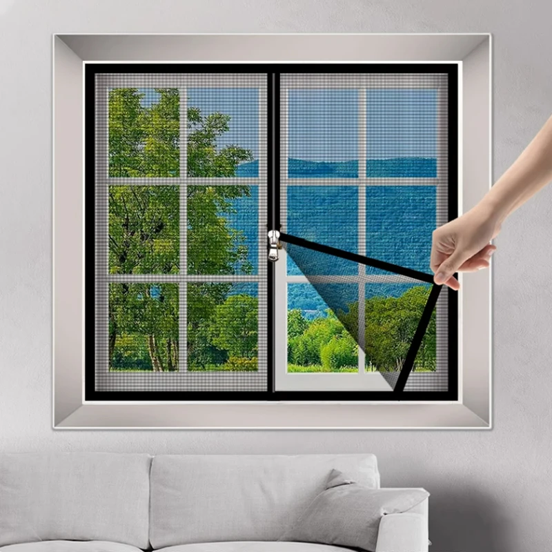 

Black,custom size anti mosquito window,zipper window screen,self-adhesive window mesh mosquito net,Invisible sheer,anti mosquito