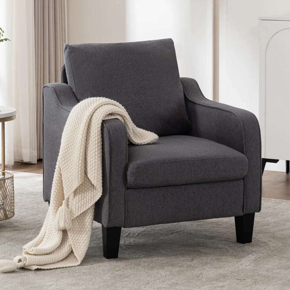 

Beige Accent Chair - Boho Bedroom Chair Comfy, Plush Arm Chair for Living Room Furniture, Reading Nook & Corner Chairs Breathabl