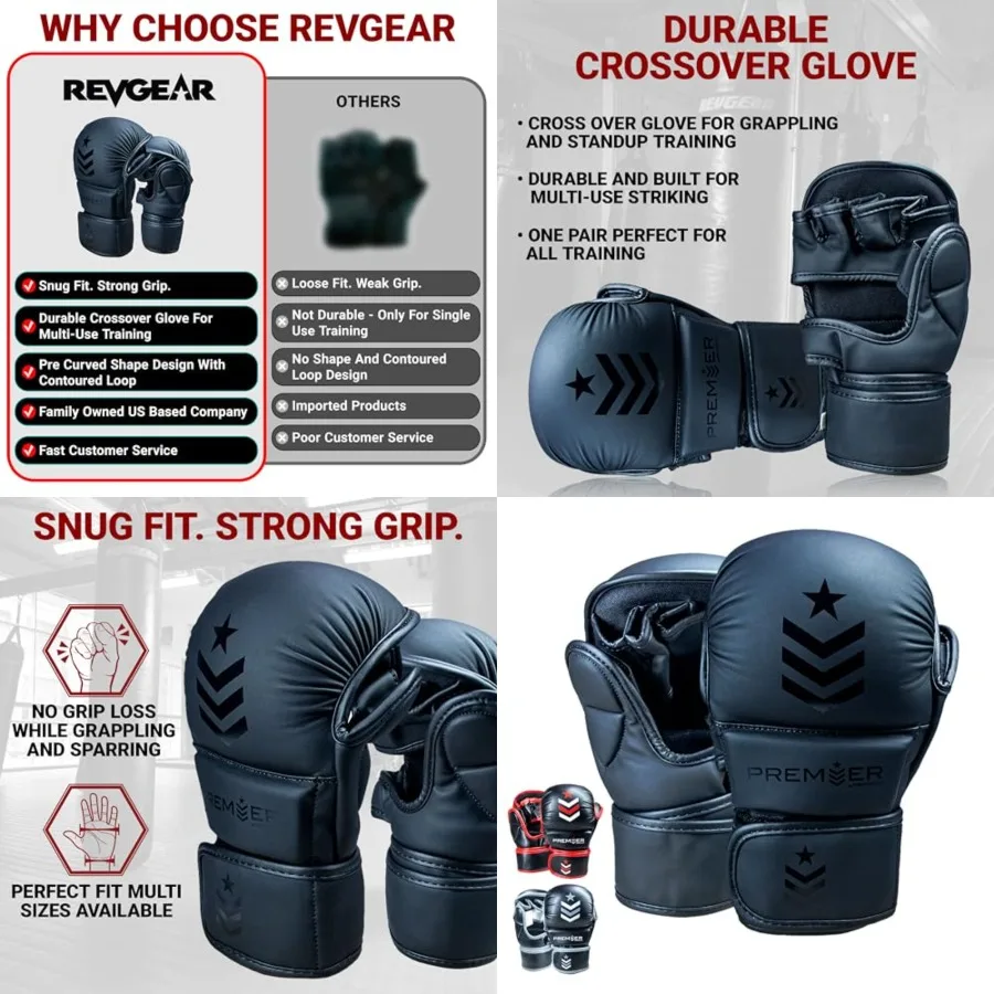 

7Oz MMA Gloves: Premium Faux Leather Workout Gloves for Men Women, Ideal for Boxing, Muay Thai, Martial Arts, Sparring, and Hea