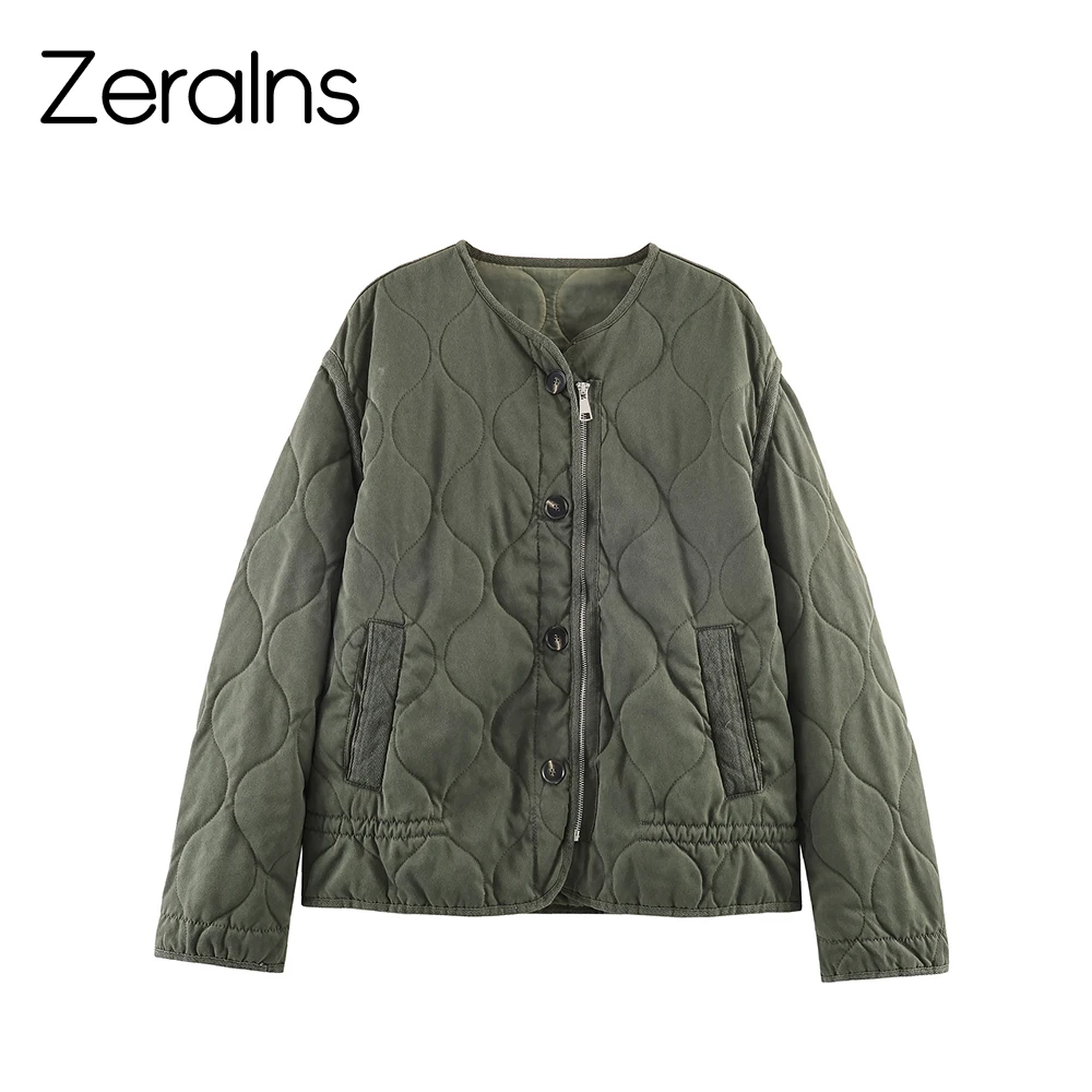 

ZERAINS Retro high-end quilted cotton jacket new winter jacket with cotton stylish loose cotton jacket