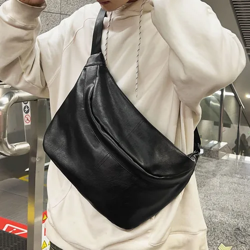 Bolso de pecho de gran capacidad, bolsos de hombro para mujer, riñonera informal, bolso Simple para teléfono, riñonera de cuero PU suave, riñonera para mujer