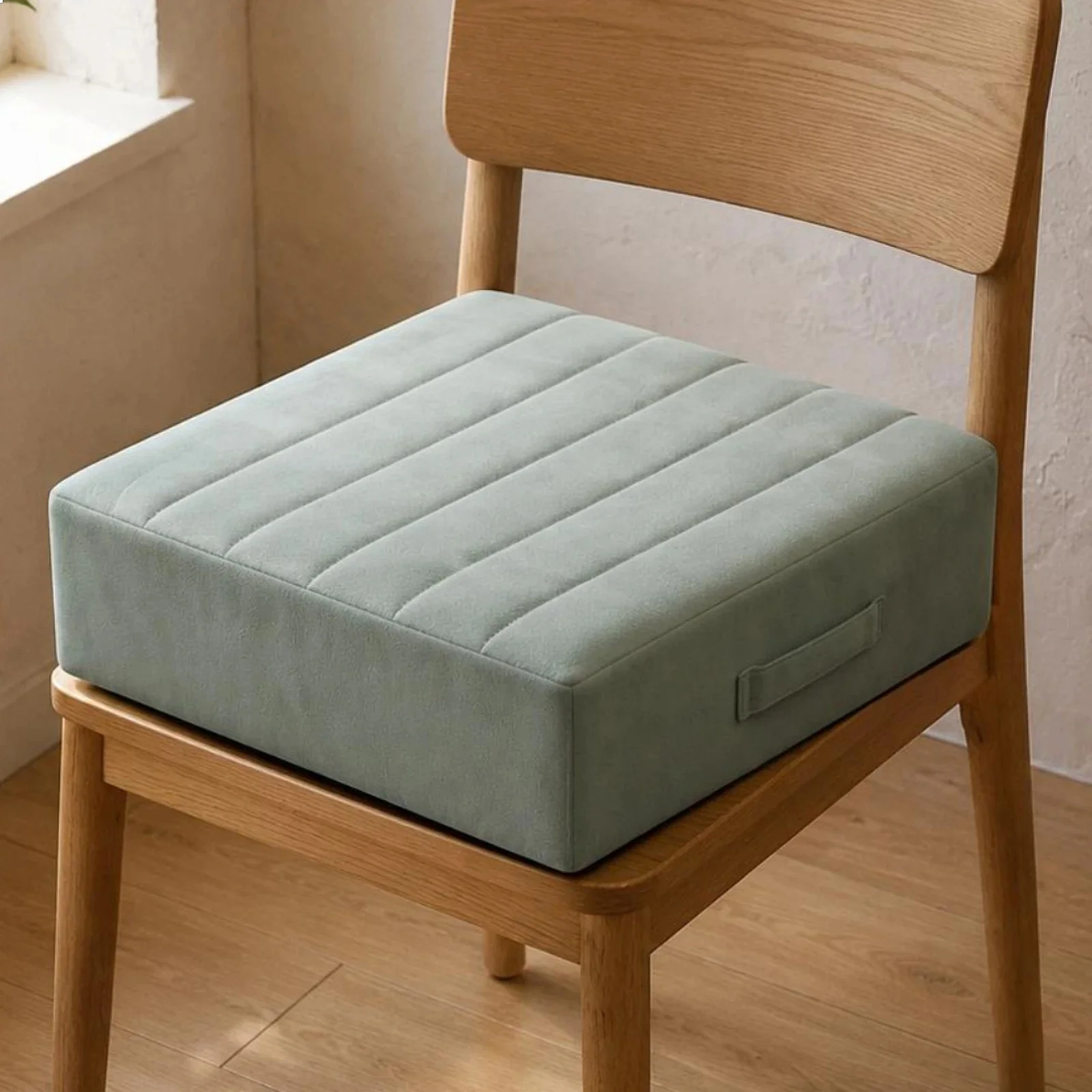 Square Cushion Mat Soft Quilted Seat Cushion Floor Pad Stitched Edges Home Seating Light Gray for Stretching Exercises