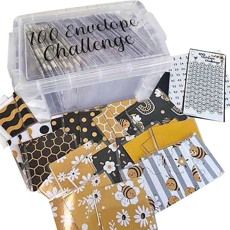 

Set Of 100PCS Envelope Challenge Box Set Money Saving Budget Planner Book For Budgeting