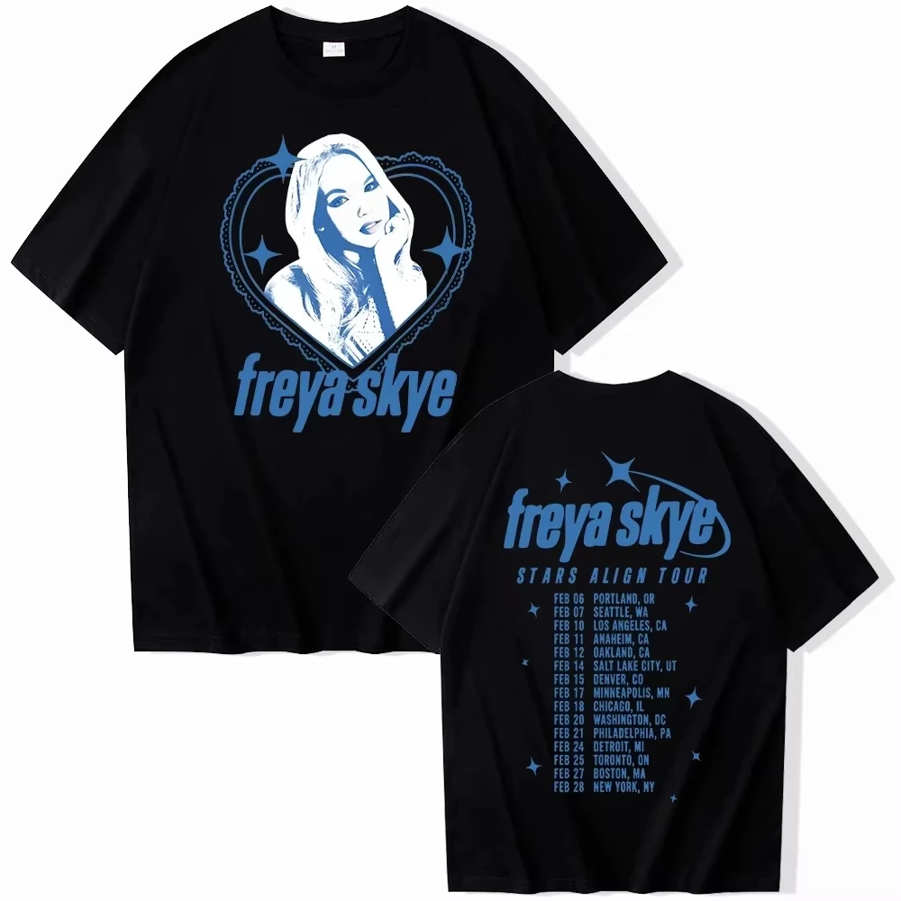 Freya Skye Stars Align Tour 2026 Harajuku Style Singer Merch Mens Crew Neck Short Sleeve Comfortable Women And Men T-Shirt