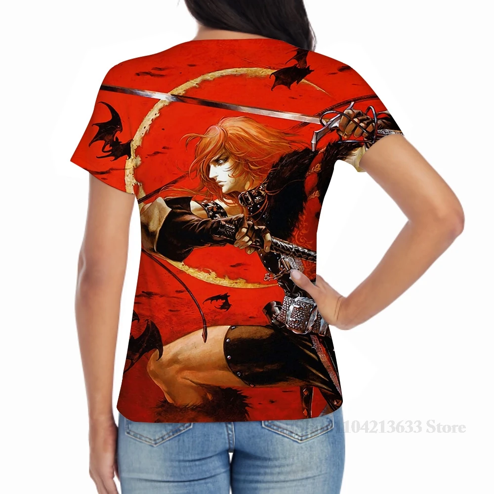 في جميع أنحاء طباعة أيامي كوجيما سيمون بلمونت (كاستليفانيا) الرجال تي شيرت المرأة فتاة الموضة تي شيرت الصبي بلايز تيز