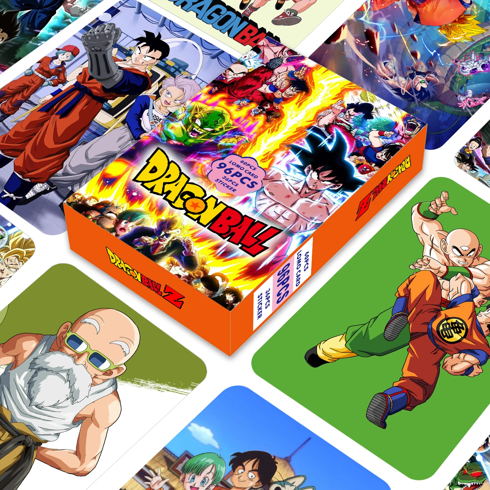 Dragon ball lomo cartão de uma peça 1 pacote/96 peças jogos de cartas com adesivo cartão postal mensagem foto presente anime japonês fã coleção brinquedo