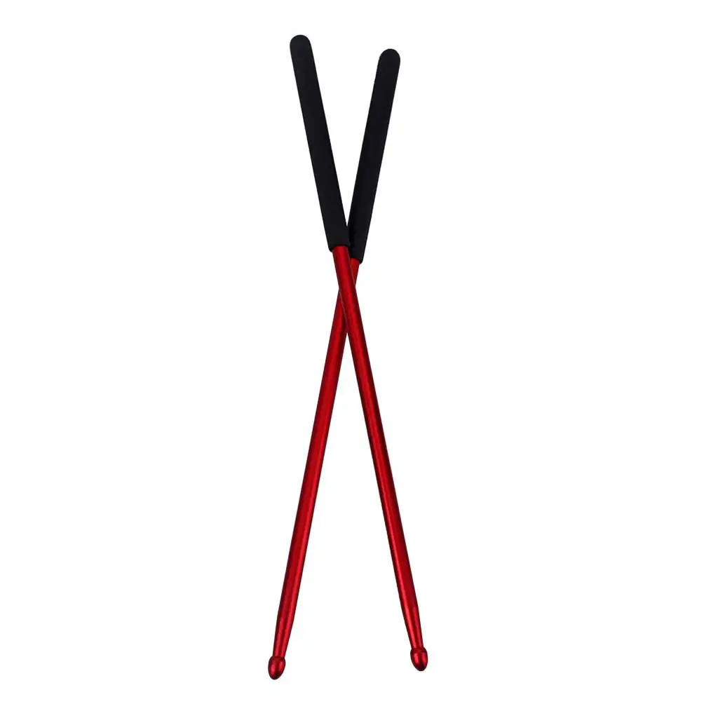 2pcs Aluminum Alloy 5A Drum Mallet Drumsticks Red for Music Bands Exercise