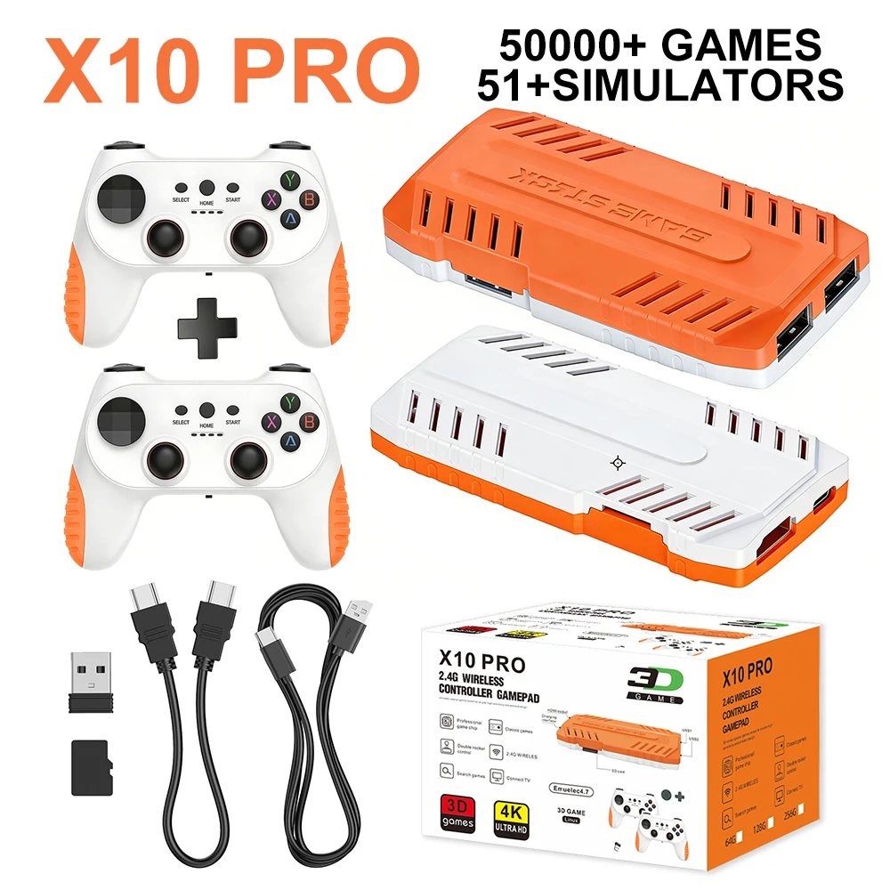 

128G X10 PRO GameStick 4K Video Game Console 3D Games Built-In 50K Games 40+ Emulators Retro Games Dual 2.4G Controller