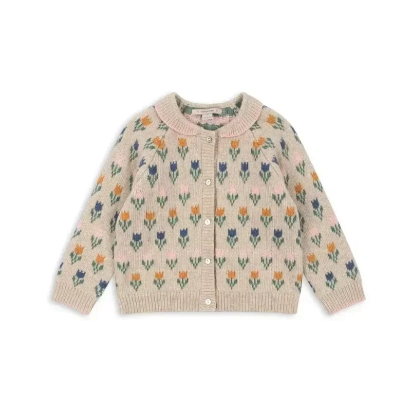 En stock! Pull cardigan à manches longues pour enfants, chapeau de Noël pour filles, chapeau en laine, KS, automne, hiver, nouveau, 2024