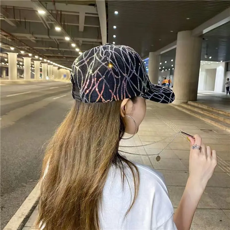 Sequins breathable mesh hat cap hat women's summer casual fashion outdoor sunshade baseball cap