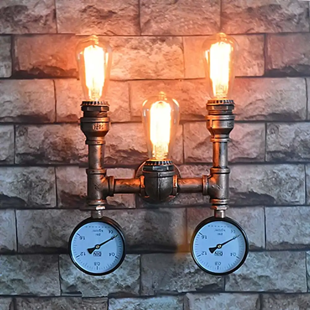 

3 Head Nordic American Industrial Wall Lamps Vintage Water Pipe Sconces Bedroom Bedside Light Home Decoration E27 Lighting