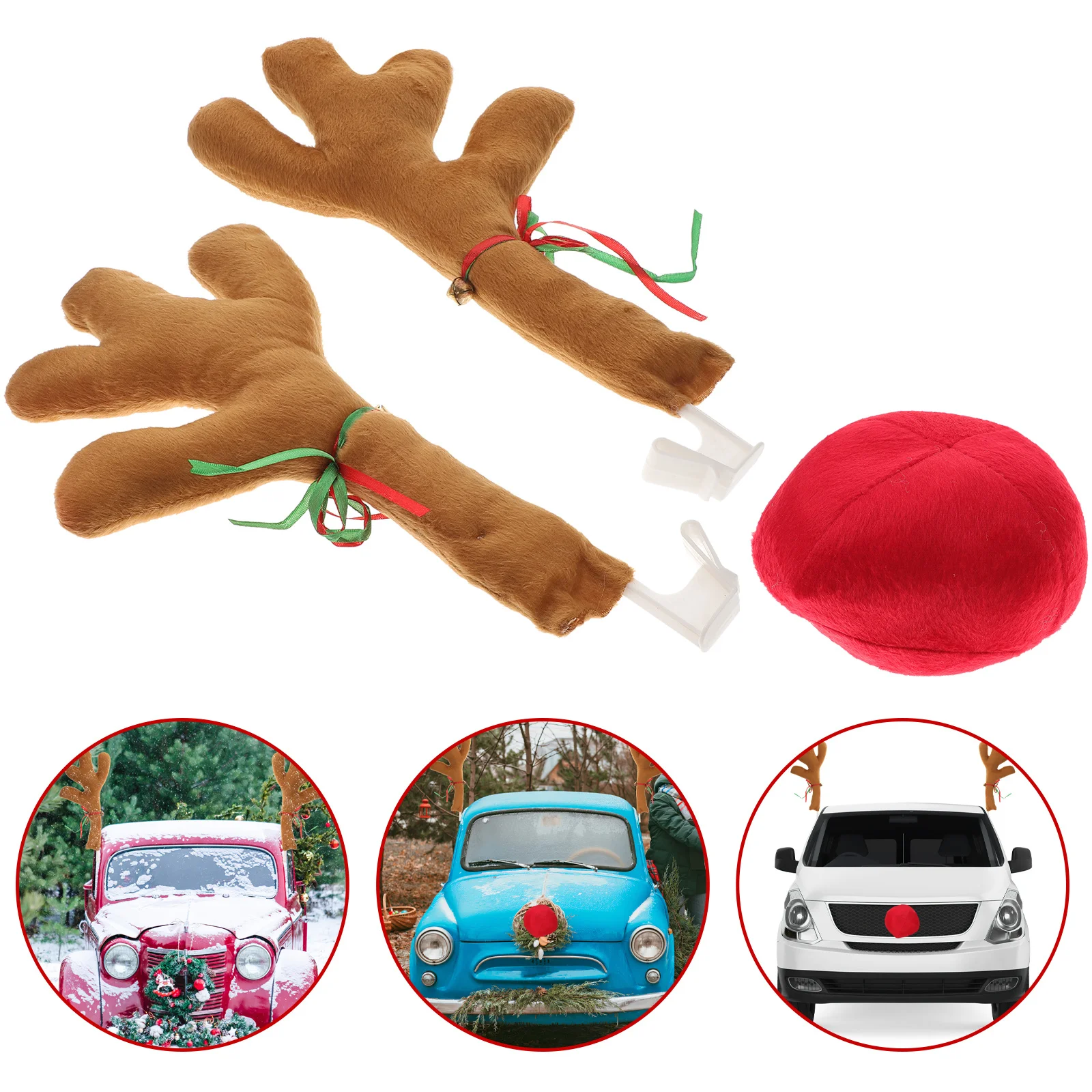

1Set Christmas Car Decor Reindeer Antlers for Cars Auto Holiday Decoration Automotive Exterior Accessories Festive Car Decor