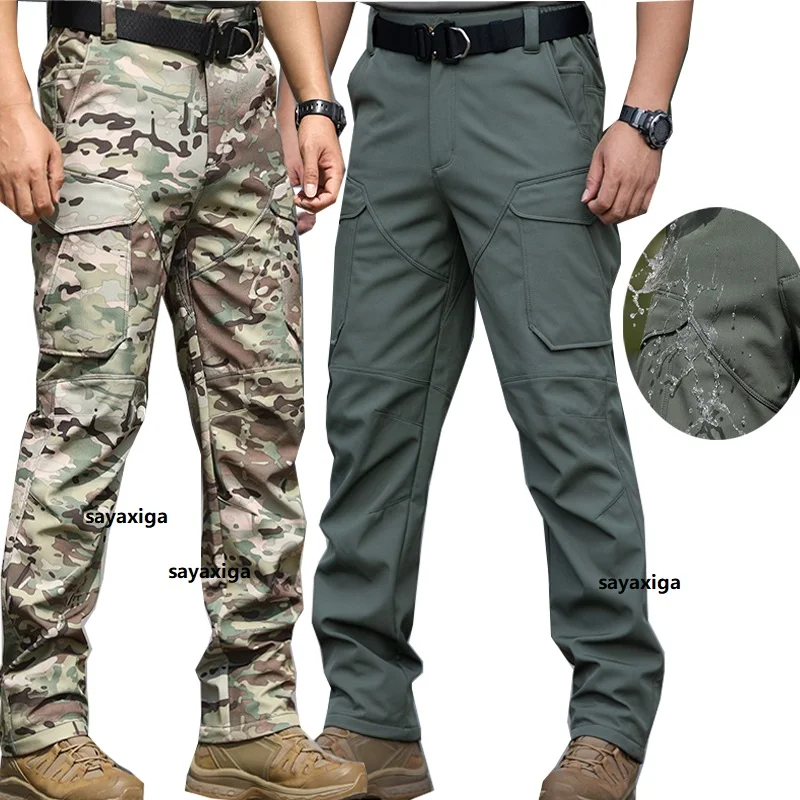 

Men's Winter Tactical Sharkskin Pants Camping Hiking Trousers Climbing Trekking Fishing Hunting Fleece Water proof Outdoor Pants
