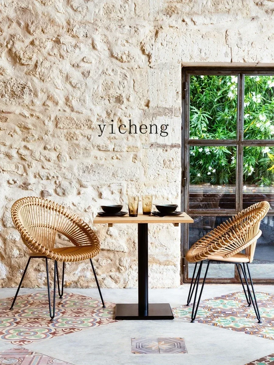 PP   Rattan Chair Courtyard Garden B & B Three-Piece Set Outdoor Tea Table Combination