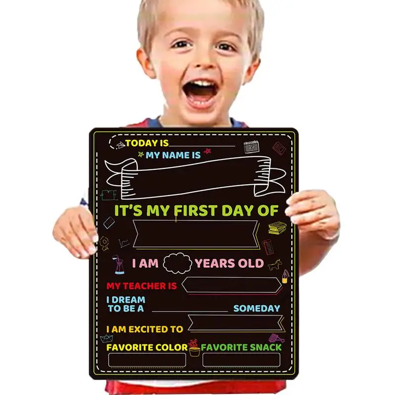 Letrero de doble cara para primer día de escuela, tablero de madera reutilizable para regreso a la escuela, 10X12