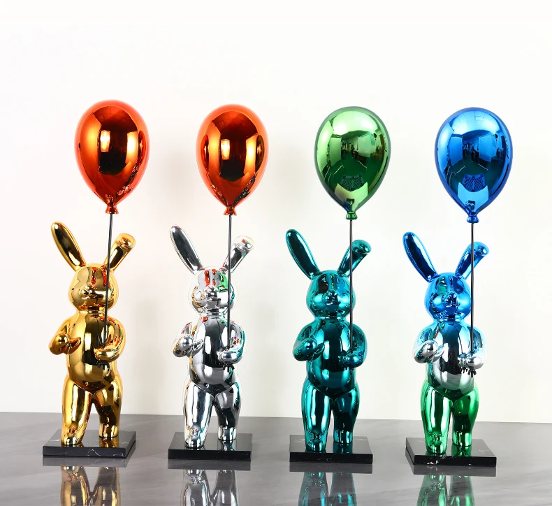 Large light Luxury Balloon Rabbit Bear Sculptures Nordic Home Decor Model Room Statues Soft Decoration Figurine Home Decoration