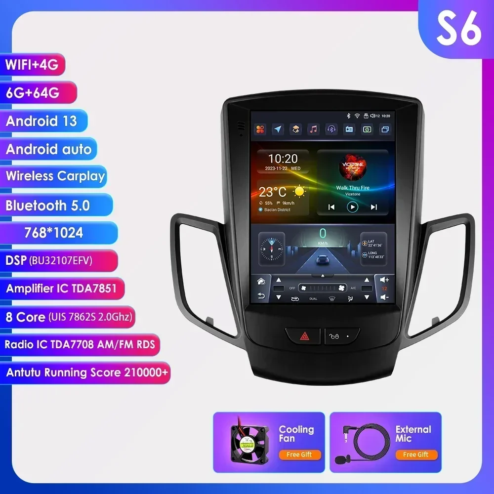 Android Autoradio Voor Ford Fiesta 2009 - 2017 Autoradio Multimedia Video Gps Carplay 9.7 ''Touch Verticale Scherm Speler 7862