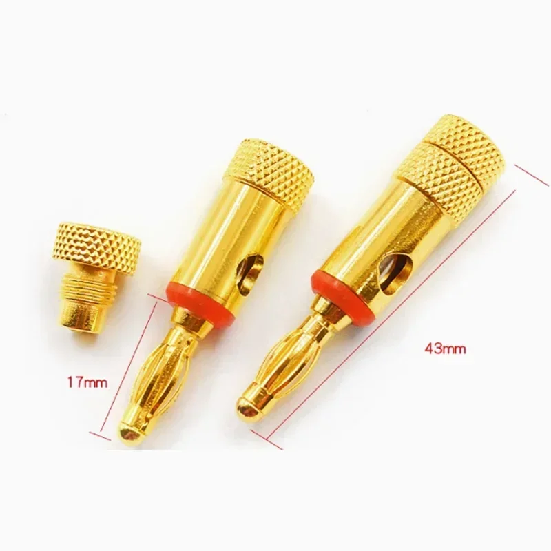 2/4/8Pcs 4mm Banana Plugs Audio Adapter Musical Amplifier HIFI Speaker 4mm Banana Plug Gold-Plated Banana Connector