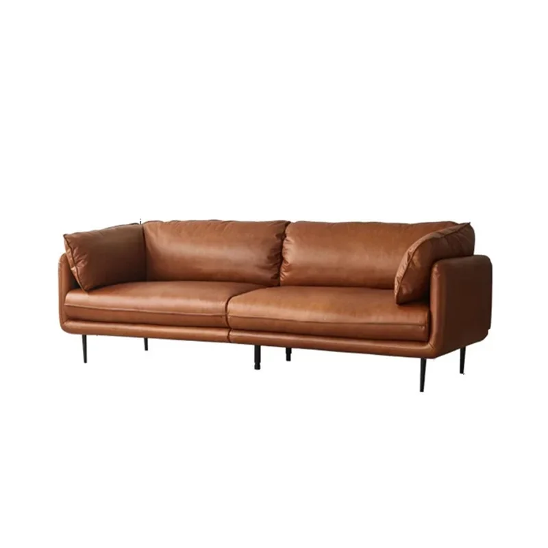 Retro leather combination, first layer cowhide Napa modern simple Italian small apartment Nordic expression oil wax