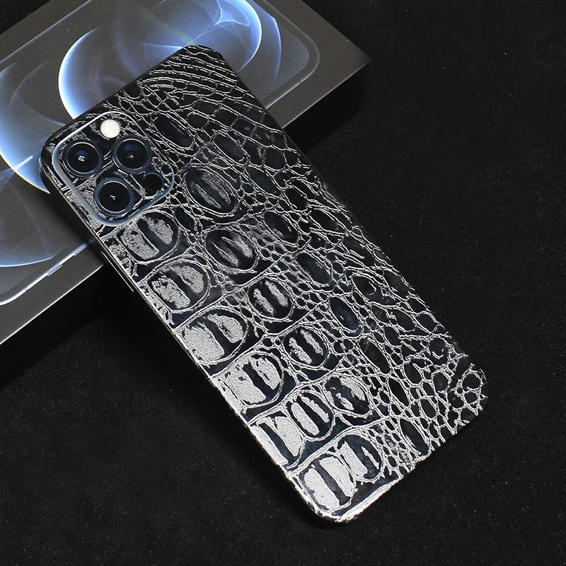 3D Camo Ghost Black Skin Film Wrap Skin Phone Paste Sticker For iPhone 15 Pro Max 14 Plus 13 Pro 12 Mini Full Cover Matte Film