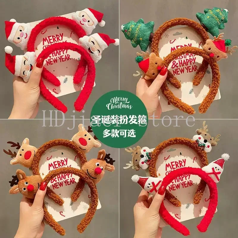 

Santa Claus Day Headband Cute Christmas Elk Headband Children's Plush Snowman Hair Accessories Holiday Show Head Accessories