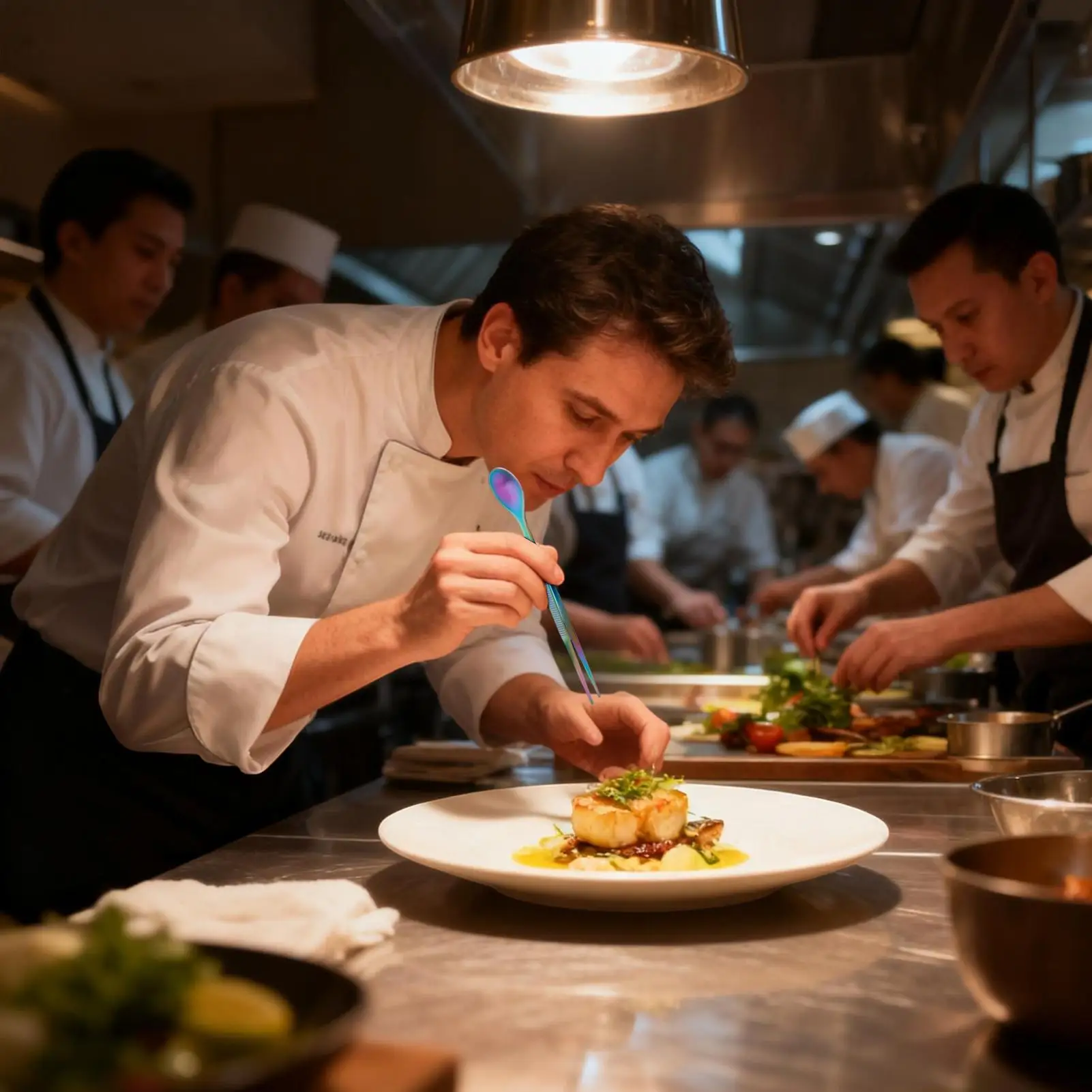 

2 In 1 Stainless Steel Tasting Spoon Tweezers Dualed Function For Party Kitchen Accessories Chef Cooker Spoon for Cooking