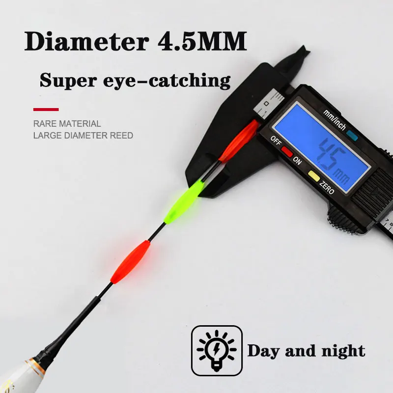 2026 Neu 2-teiliger LED-Nachtfisch-Schwimmer für Felsfischen, kurzer 3-Eck-Schwanz, 5,2 mm, auffällig, hochsensibel, Angelzubehör für den Außenbereich – Detail 6