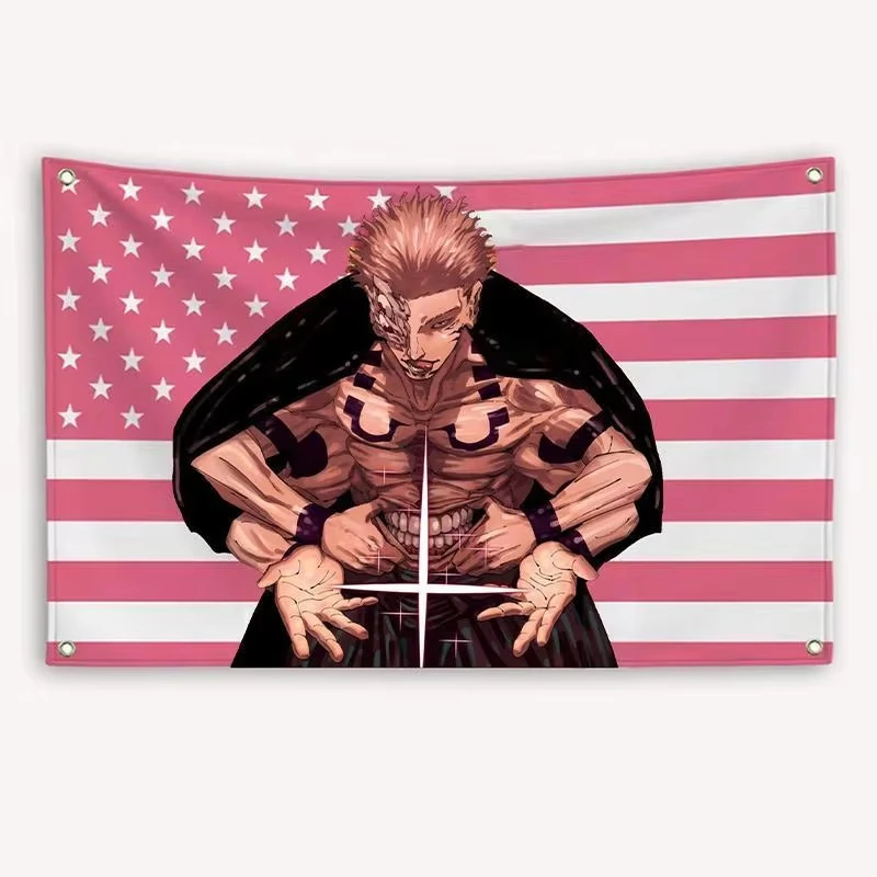 Jujutsu Kaisen Ryomen Sukuna Anime American Flag Tapestry Flaga Outdoor Decorations Garage Decoration Custom Flags for Bedrooms