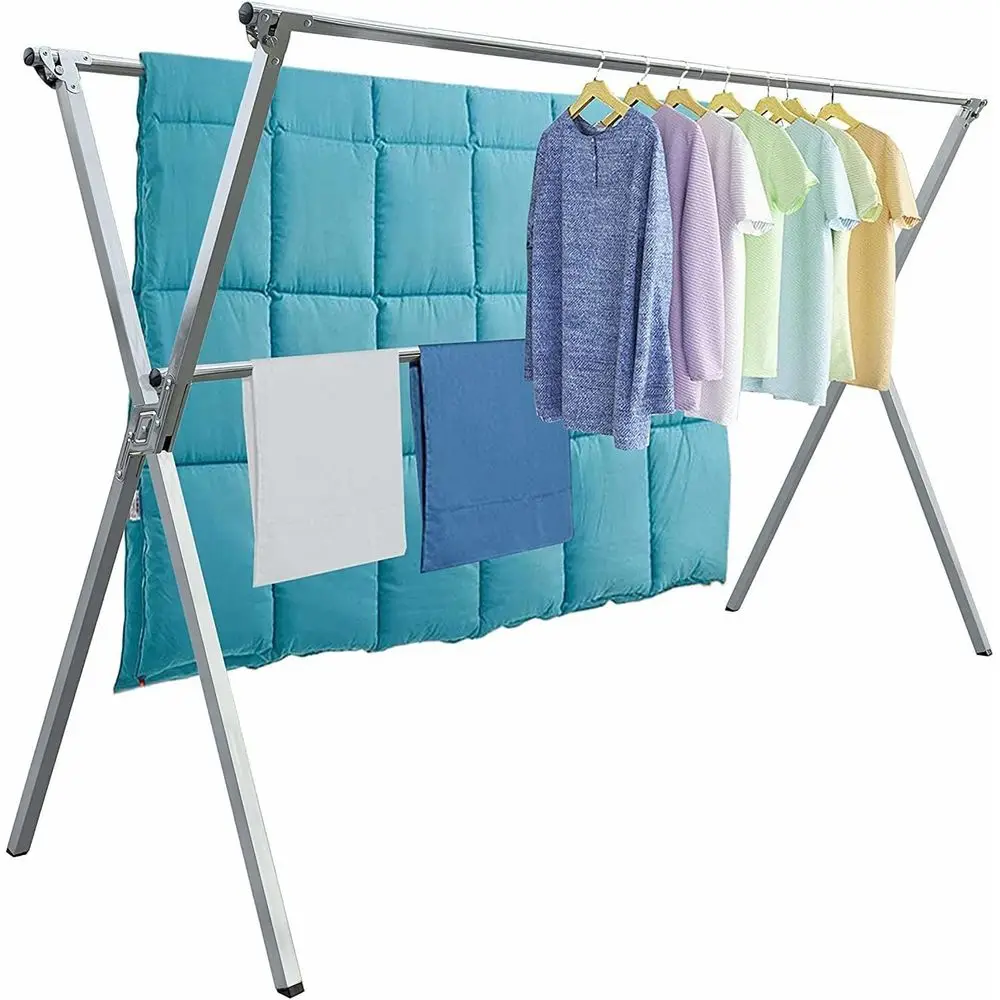 

Outdoor Stainless Steel Adjustable Clothes Drying Rack, 82 Length, Windproof Hooks, Suitable for Balcony Use
