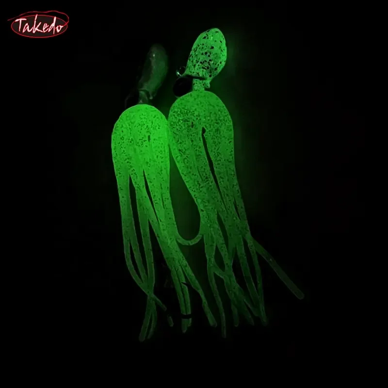 TAKEDO LG01 TPR Material 150G - 450G Squid Skirt Octopus Lure With Assist Hook Metal Jig Head Trolling Lures Boat For Tuna Shark