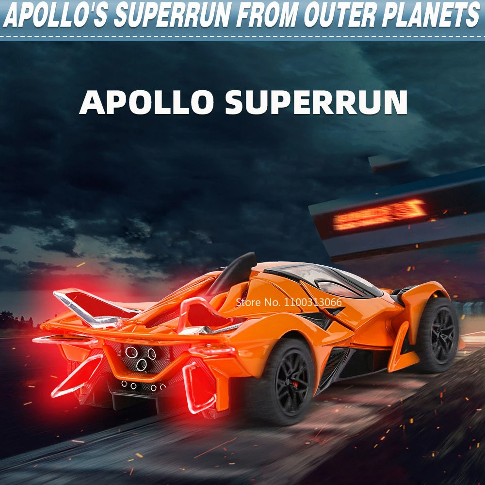 1/32 Apollo EVO Alloy Cars Model Toy Front Wheel Suspension Vehicle with Light and Sound Sports Car for Children Birthday Gifts