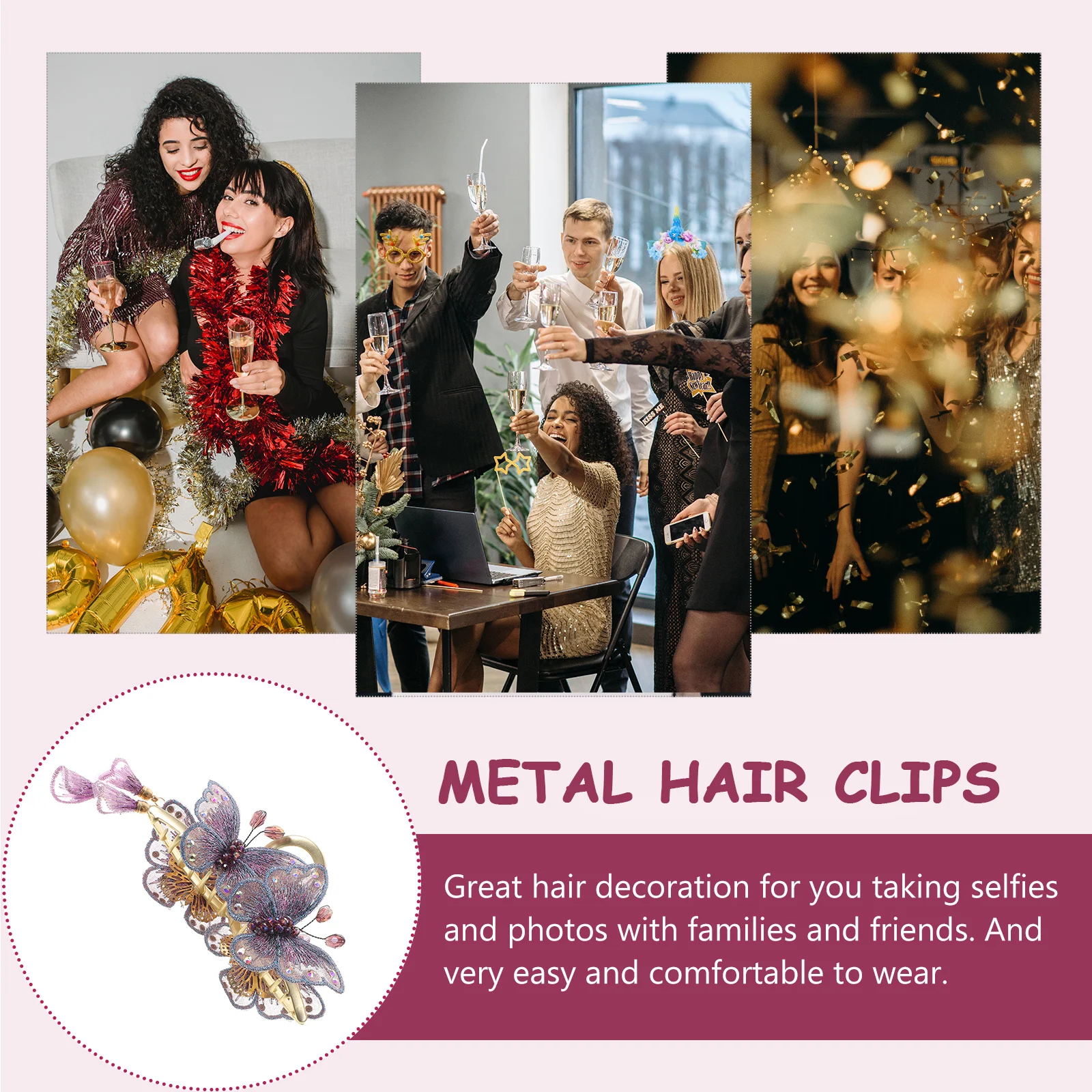 

Metal Hair Clips Tassel Butterfly Decor Thick Thin Hair Easy On Off Women Accessories Wedding Prom Photos Banquet Hairpins